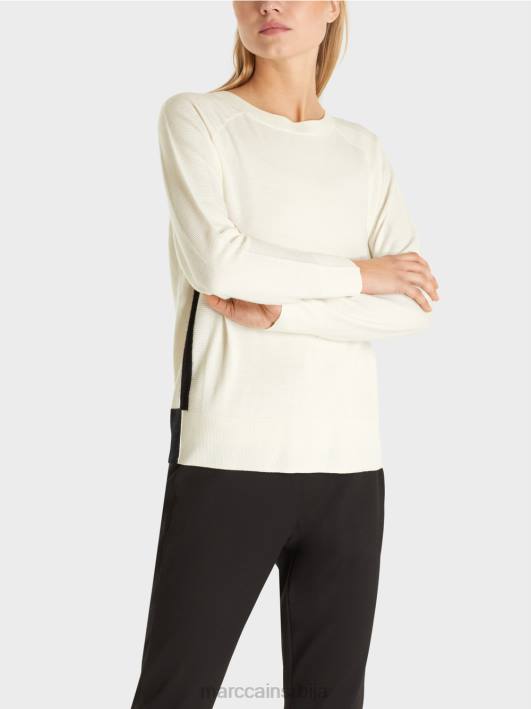 џемпер од луксузне мешавине материјала Marc Cain D6881183 прљаво бело одећу