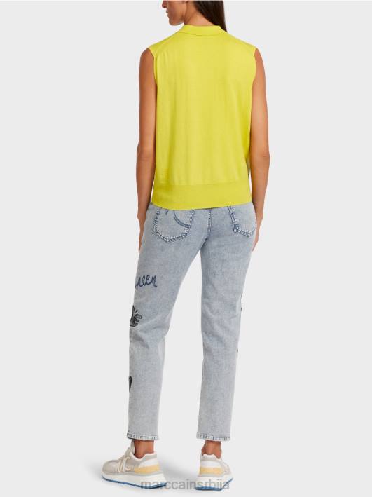 поло мајица без рукава од финог плетива Marc Cain D6881190 зелени сумпор одећу