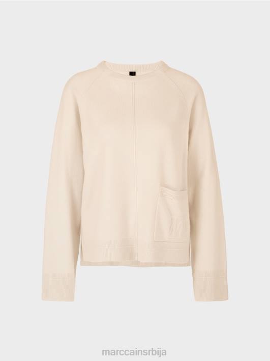 елегантан џемпер од вуне и кашмира Marc Cain D6881196 цреме одећу