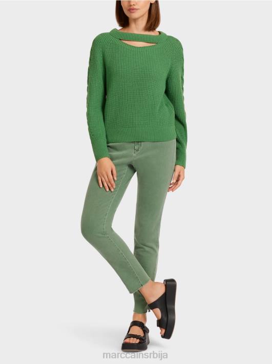кабловски плетени џемпер "плетен у немачкој" Marc Cain D6881198 маховина зелена одећу