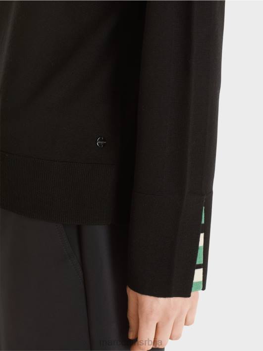 плетени џемпер са контрастним прорезом рукава Marc Cain D6881202 црн одећу