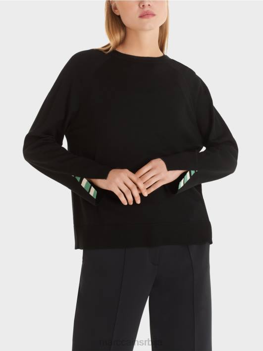 плетени џемпер са контрастним прорезом рукава Marc Cain D6881202 црн одећу