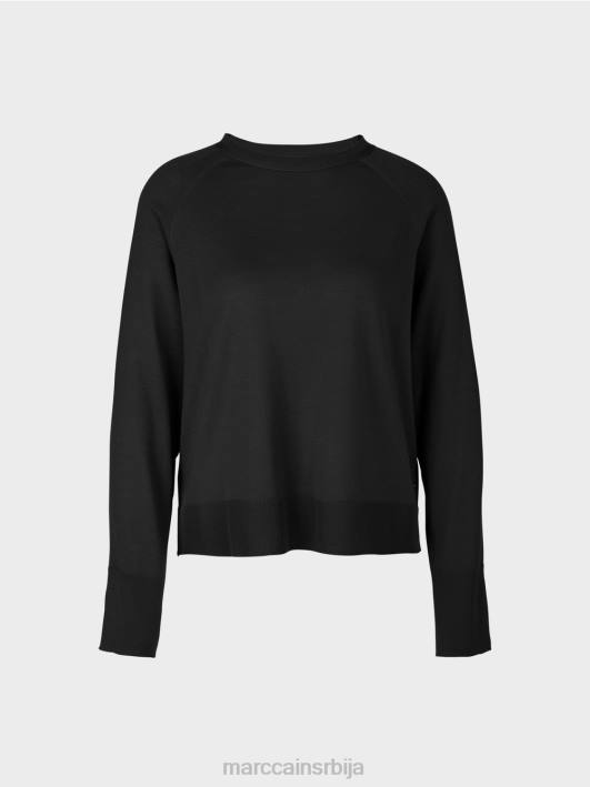 плетени џемпер са контрастним прорезом рукава Marc Cain D6881202 црн одећу