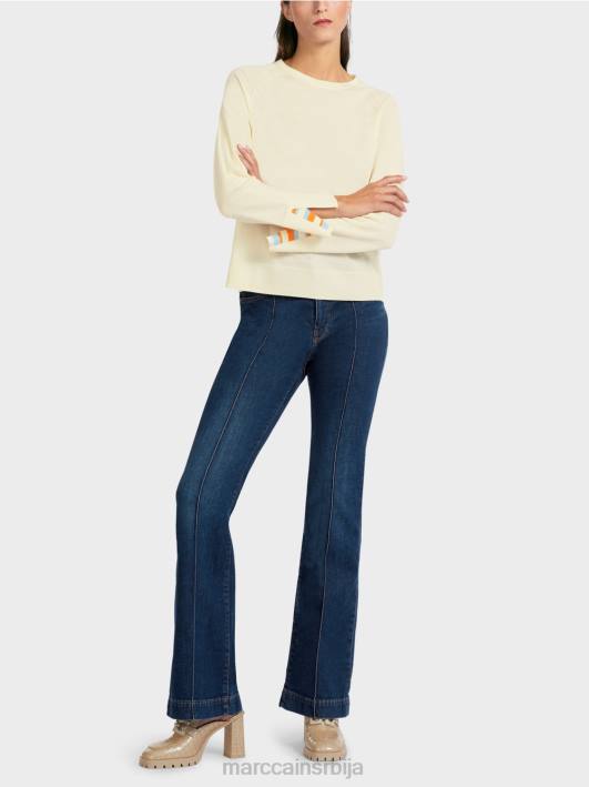 плетени џемпер са контрастним прорезом рукава Marc Cain D6881203 крема у праху одећу