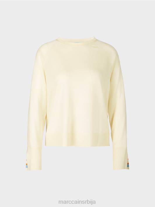 плетени џемпер са контрастним прорезом рукава Marc Cain D6881203 крема у праху одећу