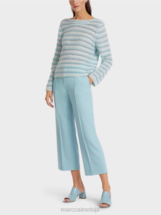 пругасти џемпер "плетен у немачкој" Marc Cain D6881205 атмосферско плаво одећу