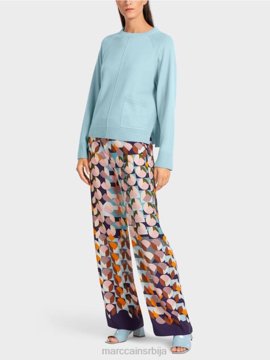 елегантан џемпер од вуне и кашмира Marc Cain D6881206 атмосферско плаво одећу