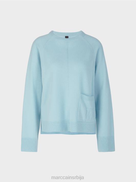 елегантан џемпер од вуне и кашмира Marc Cain D6881206 атмосферско плаво одећу