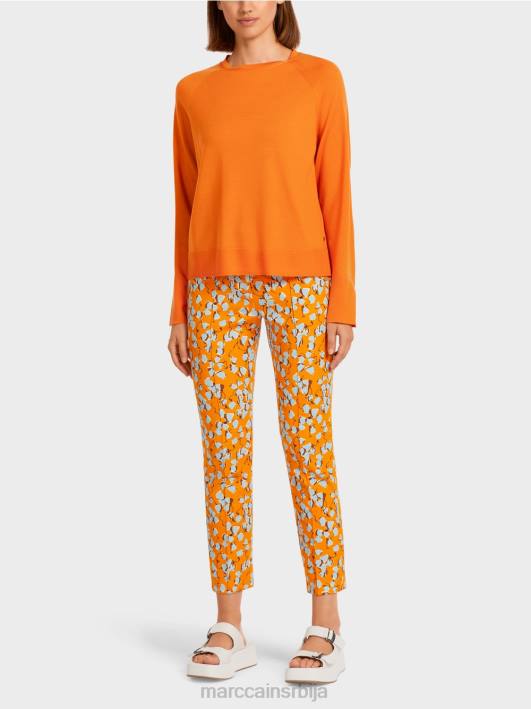 плетени џемпер са контрастним прорезом рукава Marc Cain D6881209 јасно наранџаста одећу