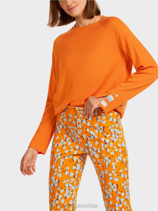 плетени џемпер са контрастним прорезом рукава Marc Cain D6881209 јасно наранџаста одећу