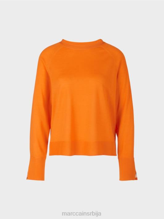 плетени џемпер са контрастним прорезом рукава Marc Cain D6881209 јасно наранџаста одећу