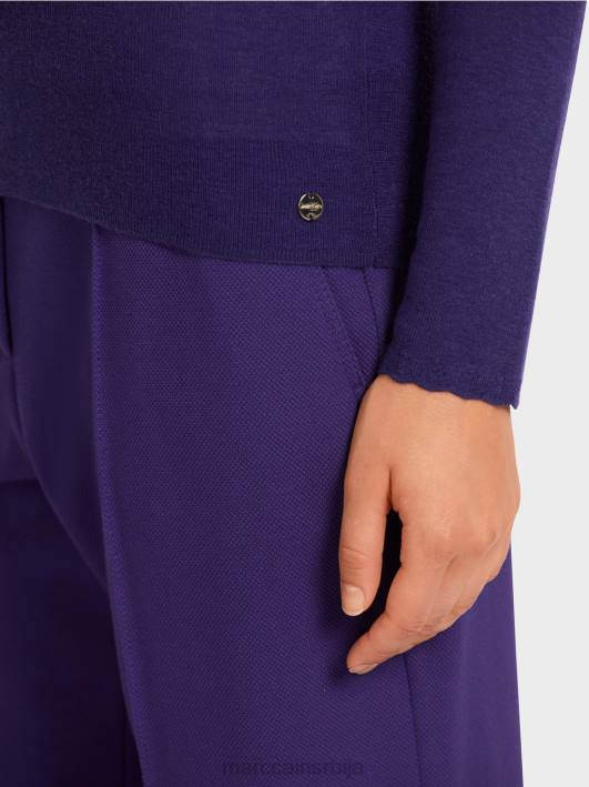 вунени џемпер са детаљима узорка Marc Cain D6881214 краљевски пурпур одећу