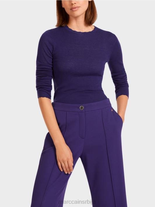 вунени џемпер са детаљима узорка Marc Cain D6881214 краљевски пурпур одећу