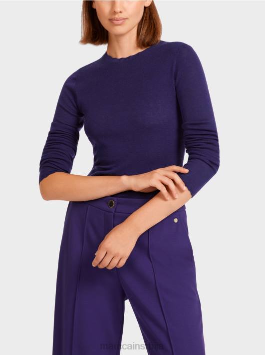 вунени џемпер са детаљима узорка Marc Cain D6881214 краљевски пурпур одећу