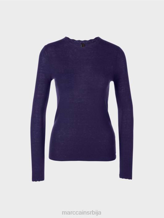 вунени џемпер са детаљима узорка Marc Cain D6881214 краљевски пурпур одећу