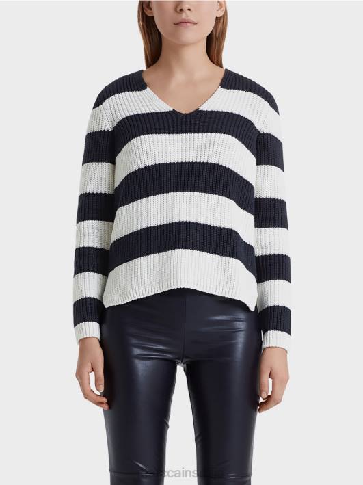 џемпер са блок пругама Marc Cain D6881216 поноћно плава одећу