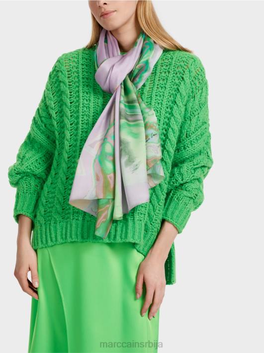 деликатан свилени шал са цветним дизајном Marc Cain D6881665 светла лаванда прибор