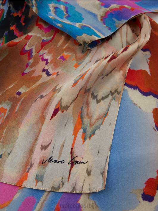 свилени шал са штампом Marc Cain D6881677 тамно летње небо прибор
