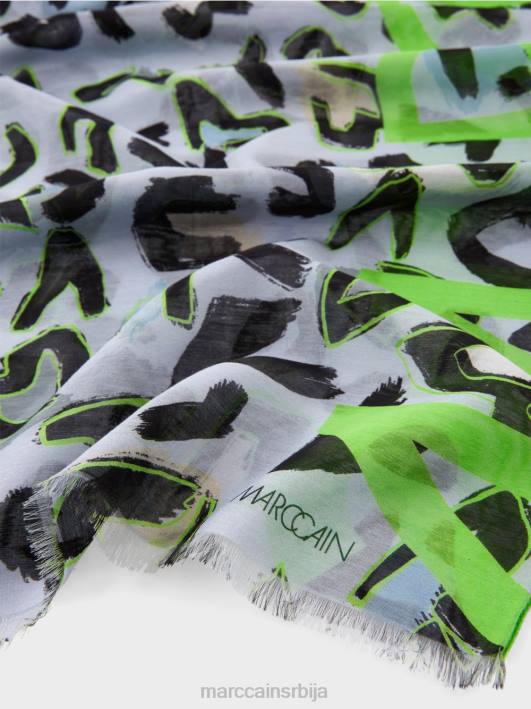 шал са дизајном инспирисаним графитима Marc Cain D6881689 меки прах плаве боје прибор