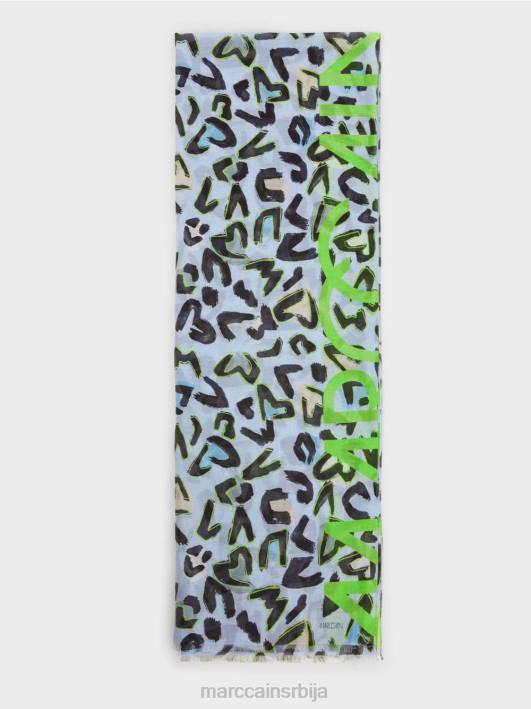 шал са дизајном инспирисаним графитима Marc Cain D6881689 меки прах плаве боје прибор