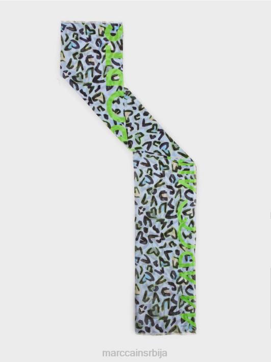 шал са дизајном инспирисаним графитима Marc Cain D6881689 меки прах плаве боје прибор