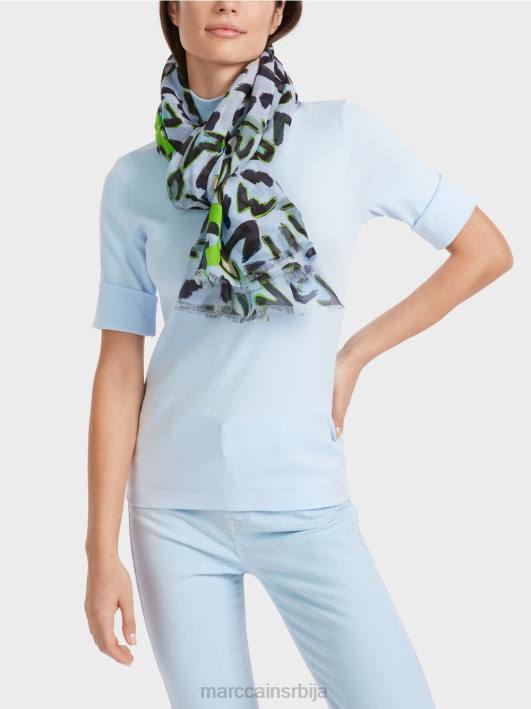 шал са дизајном инспирисаним графитима Marc Cain D6881689 меки прах плаве боје прибор