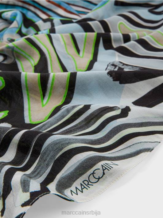 шал са колаж принтом Marc Cain D6881692 меки прах плаве боје прибор