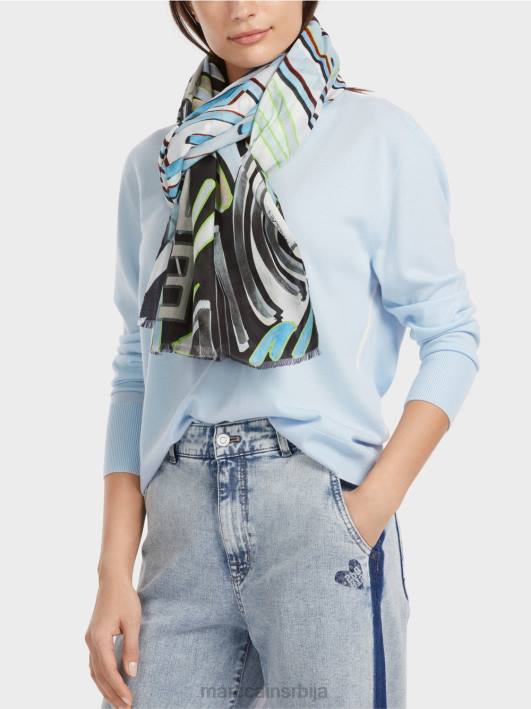 шал са колаж принтом Marc Cain D6881692 меки прах плаве боје прибор