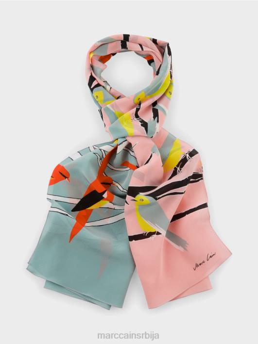 бирд десигн свилени шал Marc Cain D6881706 тамно небо плаво прибор