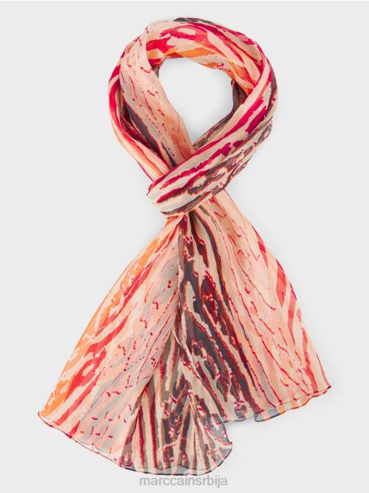 свилени шал са принтом животињског крзна Marc Cain D6881712 цреме прибор