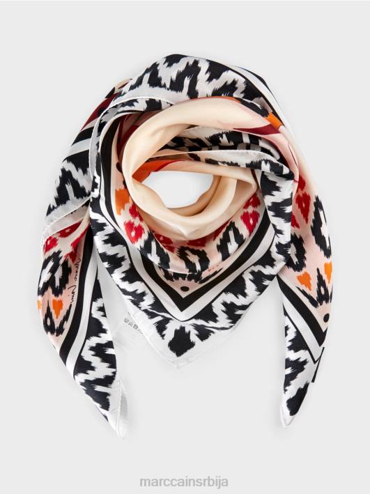 свилени шал са цветним принтом Marc Cain D6881713 цреме прибор