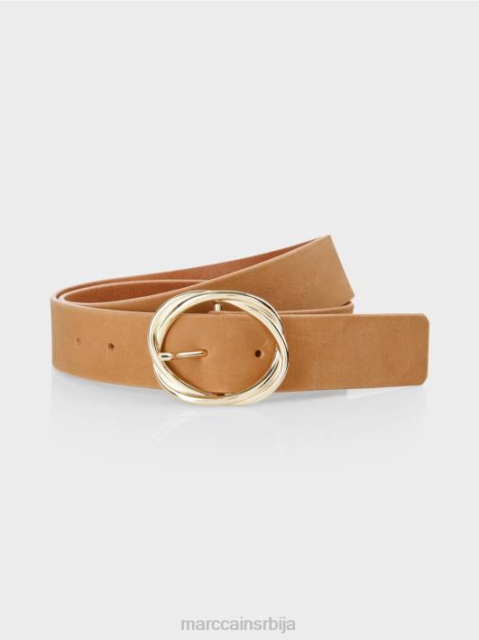 појас од нубук коже Marc Cain D6881683 светла карамела прибор