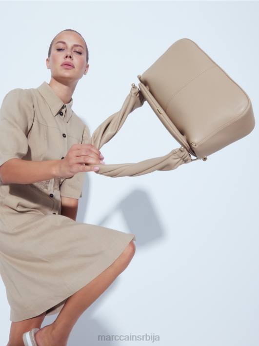 торба на рамену са тордираном ручком Marc Cain D6881526 дубок песак прибор