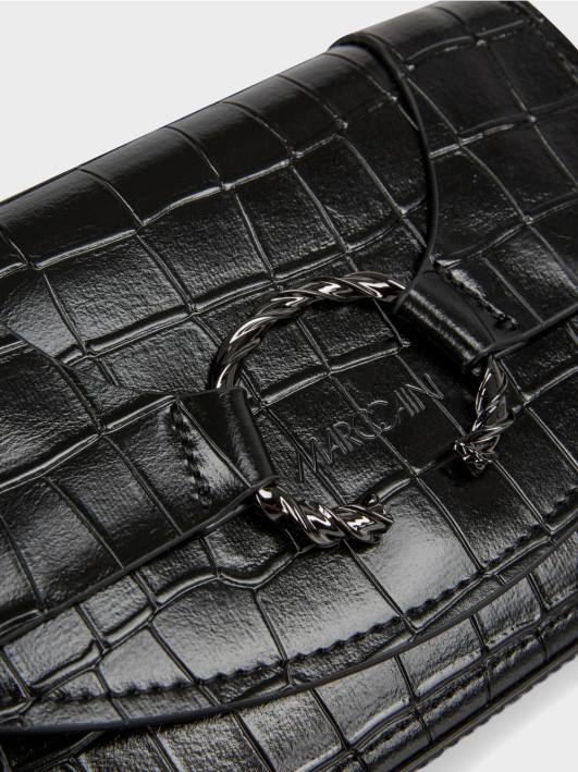 торба на рамену са украсним прстеном Marc Cain D6881542 црн прибор