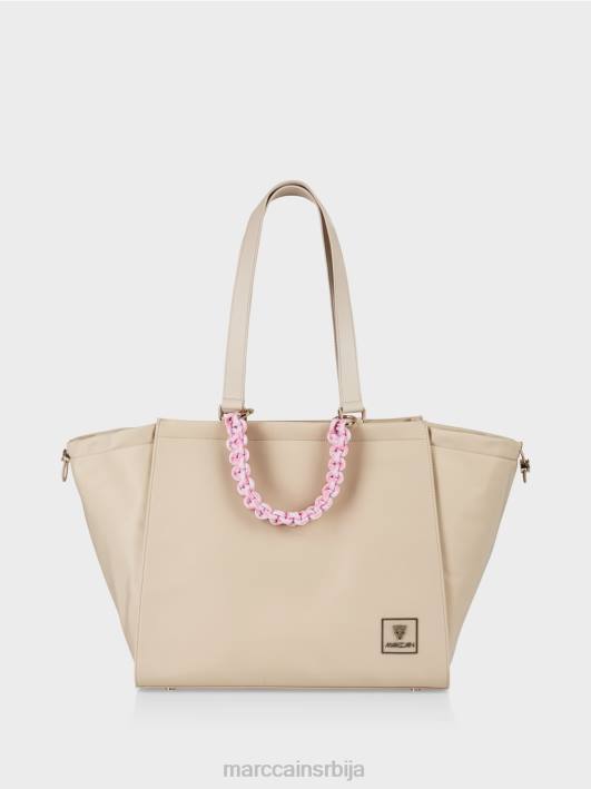 торба са хекланим ручкама "преиспитајмо заједно". Marc Cain D6881549 избељени песак прибор