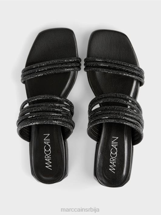 елегантне сандале са стакленим шљокицама Marc Cain D6881621 црн обућа