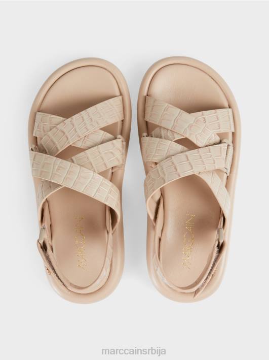 сандале од вештачког крокодила Marc Cain D6881634 софт таупе обућа